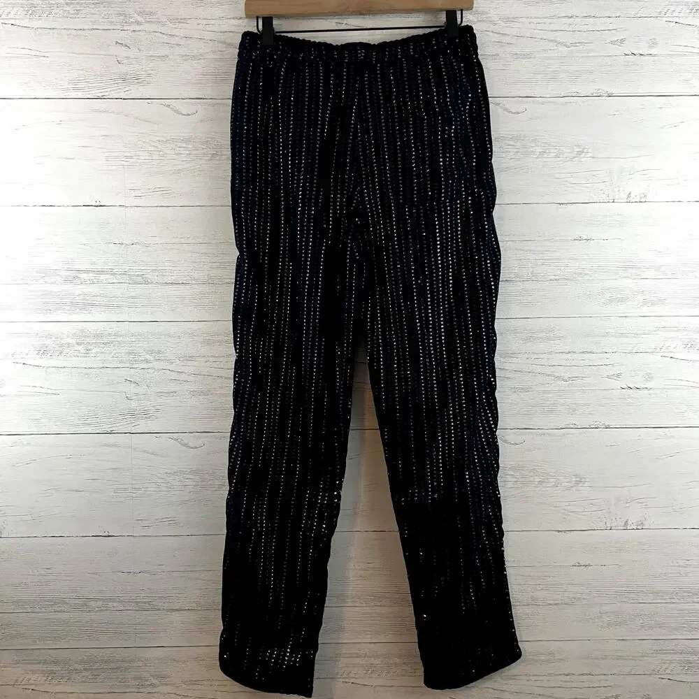 Asos Navy Blue Sequin Straight Leg Pull On Pants Size 28